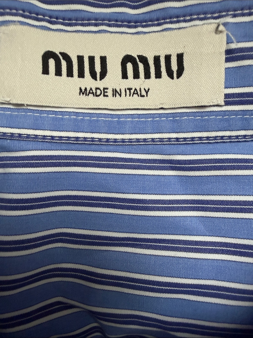 Miu Miu Blue Striped Cotton Cropped - Picture 9 of 12